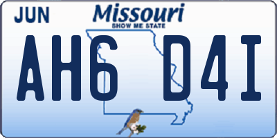 MO license plate AH6D4I