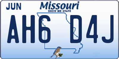 MO license plate AH6D4J
