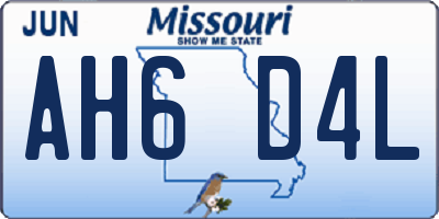 MO license plate AH6D4L