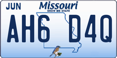 MO license plate AH6D4Q