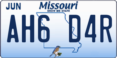 MO license plate AH6D4R