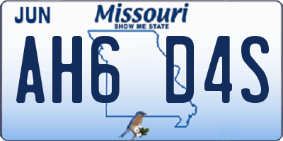 MO license plate AH6D4S