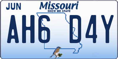 MO license plate AH6D4Y