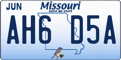 MO license plate AH6D5A