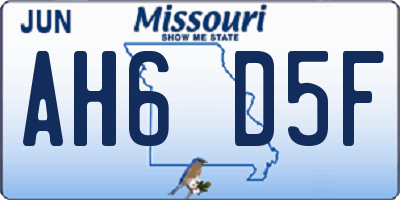 MO license plate AH6D5F