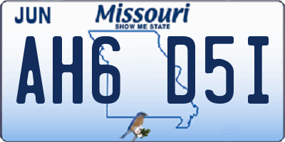 MO license plate AH6D5I