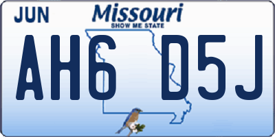 MO license plate AH6D5J