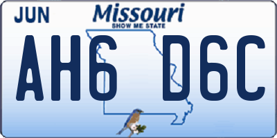 MO license plate AH6D6C