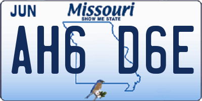 MO license plate AH6D6E