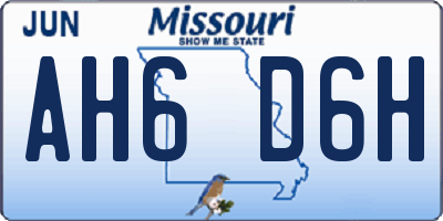 MO license plate AH6D6H