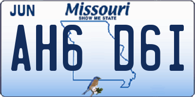 MO license plate AH6D6I