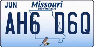 MO license plate AH6D6Q