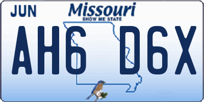 MO license plate AH6D6X