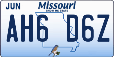 MO license plate AH6D6Z
