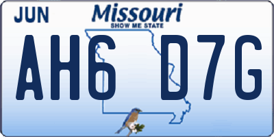 MO license plate AH6D7G