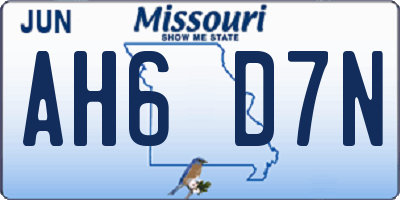 MO license plate AH6D7N
