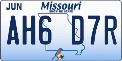 MO license plate AH6D7R