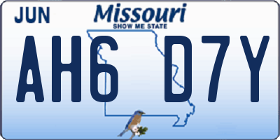 MO license plate AH6D7Y
