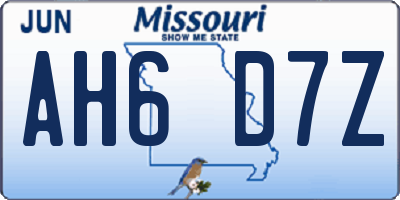 MO license plate AH6D7Z