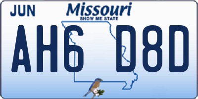MO license plate AH6D8D