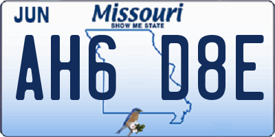 MO license plate AH6D8E