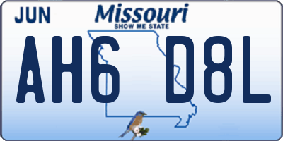 MO license plate AH6D8L