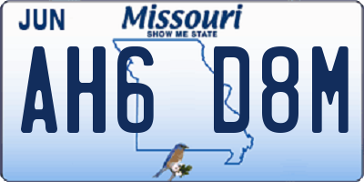 MO license plate AH6D8M
