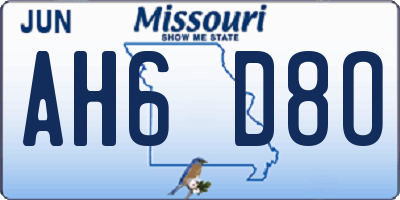 MO license plate AH6D8O