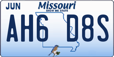 MO license plate AH6D8S