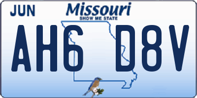 MO license plate AH6D8V