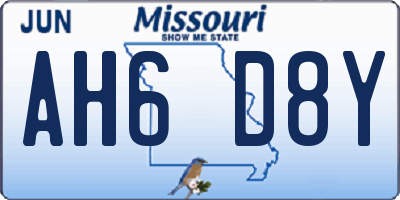 MO license plate AH6D8Y