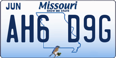 MO license plate AH6D9G