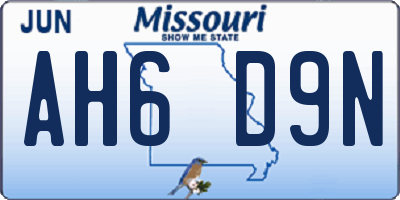 MO license plate AH6D9N