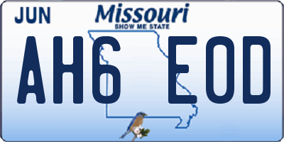 MO license plate AH6E0D
