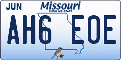 MO license plate AH6E0E