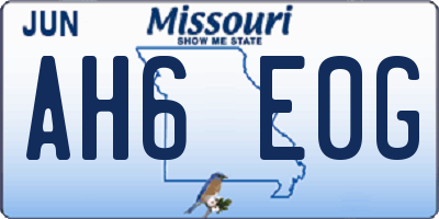 MO license plate AH6E0G