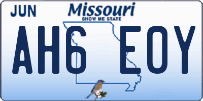 MO license plate AH6E0Y