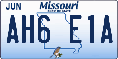 MO license plate AH6E1A