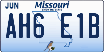 MO license plate AH6E1B