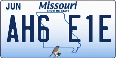 MO license plate AH6E1E