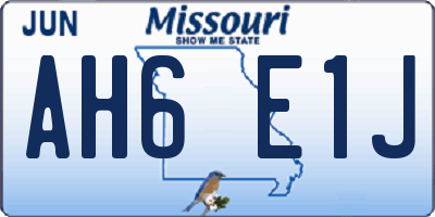 MO license plate AH6E1J