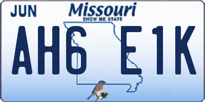 MO license plate AH6E1K