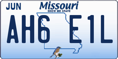 MO license plate AH6E1L