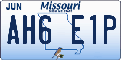 MO license plate AH6E1P