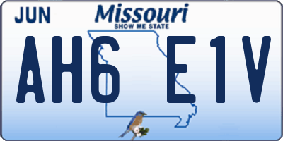 MO license plate AH6E1V