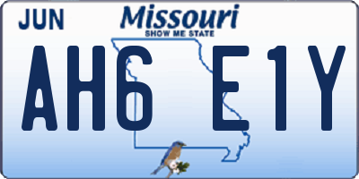 MO license plate AH6E1Y