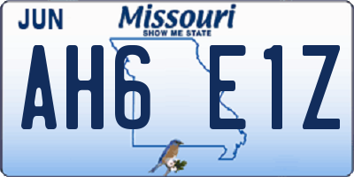 MO license plate AH6E1Z