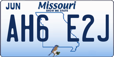 MO license plate AH6E2J
