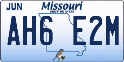 MO license plate AH6E2M