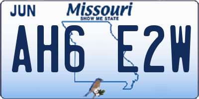 MO license plate AH6E2W